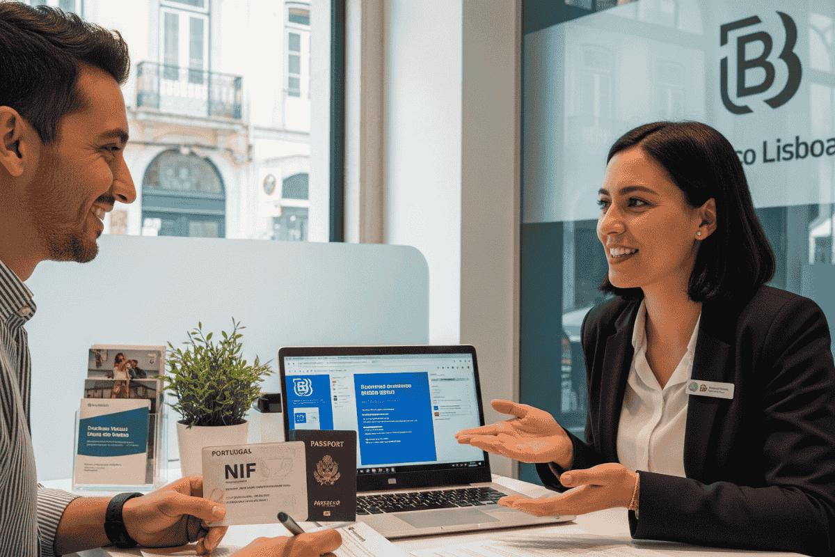 A man opening a Portuguese bank account for non-residents